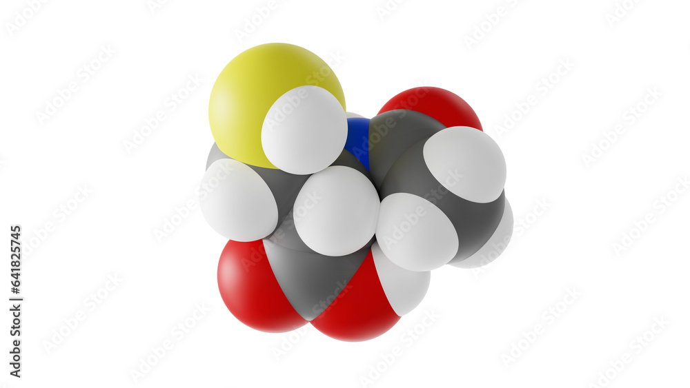 Wall mural acetylcysteine molecule, n-acetylcysteine molecular structure, isolated 3d model van der Waals