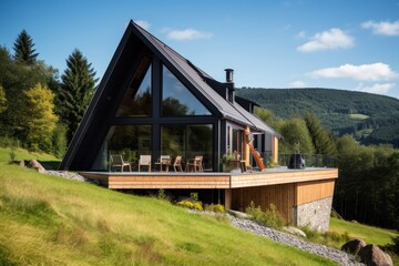 Fototapeta na wymiar wooden house in mountains