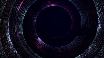 Big data wormhole.Abstract digital background of moving particles. Information space flow. 3D rendering