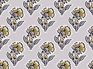 FLORAL BLOCK ALL OVER PRINT SEAMLESS PATTERN VECTOR ILLUSTRATION