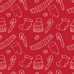 HOLIDAYS WINTER CHRISTMAS AND NEW YEAR PATTERN ,VECTOR ILLUSTRATION , HAND DRAW GRAPSHIC SKETCH . 
