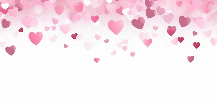 Pink Paper Hearts Confetti Overlay, Generative AI