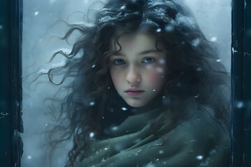 Stille Schönheit einer schneebedeckten Dame