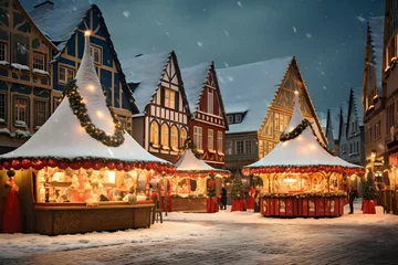 Zelfklevend Fotobehang Winterliche Marktstände  © kashiStock