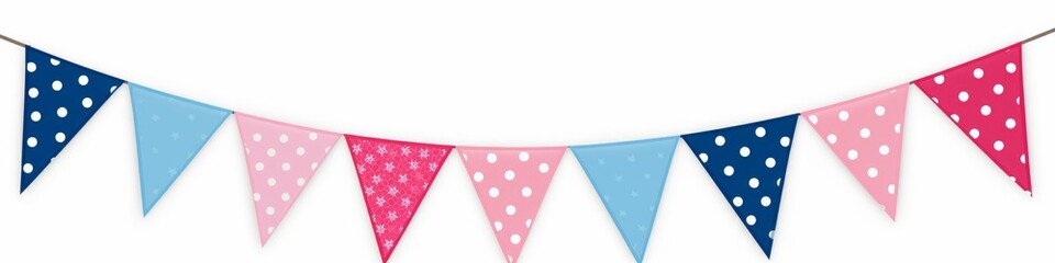 Pink Blue Dotted Flags Garland Element, Generative AI