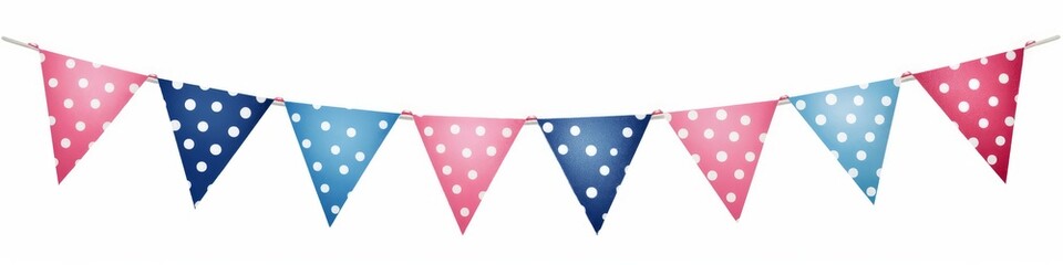 Pink Blue Dotted Flags Garland Element, Generative AI