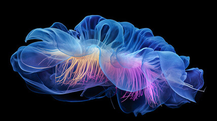  Jellyfish Floating in Dark Blue Water,jellyfish in the dark