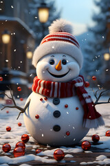 Obraz premium Cute animation snowman