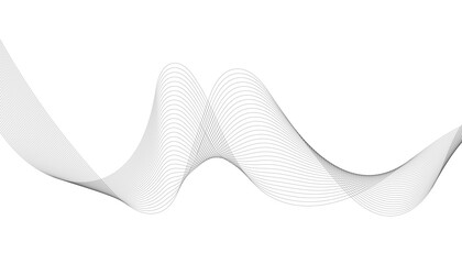 Stylized line art background. Vector illustration. Wave with lines created using blend tool. Curved wavy line, smooth stripe.