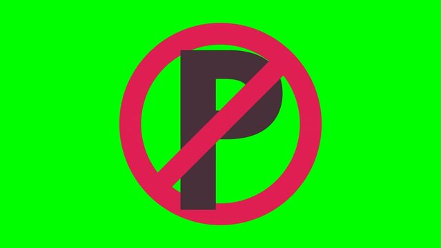 Animation of appearance and disappearance of parking ban on blue background, green background, transparency and white background in flat design style