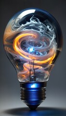 Universe in Bulb Cosmic light Bulb tube with Transfluorescent effect Electricity Bulb light Dreamy Swirl Trippy Hallucinating Light bulb Power electric bulb galaxy light concept Generative AI 
