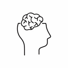 Thinking line icon. Human head with open brain. Brainwork concept.illustration can be used for topics like human mind, intelligence, mental work icon