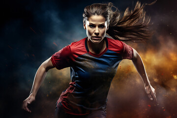 Fototapeta na wymiar Female soccer player running