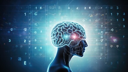 Obraz premium Human brain with mathematical graphs, concept of thinking and human intelligence.