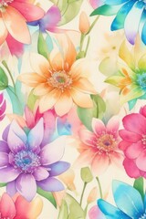 Obraz premium watercolor illustration Various colorful flowers for background.generative AI