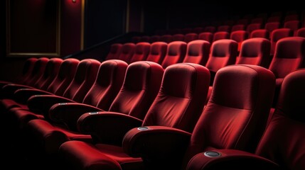Empty comfortable seats with numbers in cinema