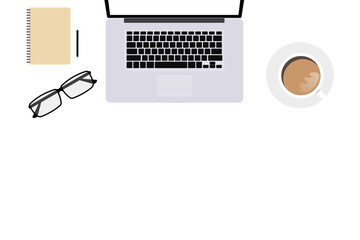 Office supplies, desktop computer notebook, illustrator vector