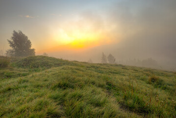Photo of dawn in the mountains