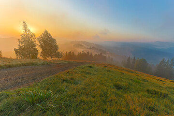 Photo of dawn in the mountains