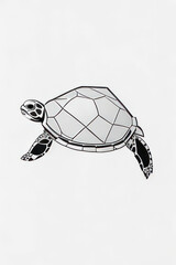 Fototapeta premium Illustration, line logo design, little turtle, isolated background.Generative AI