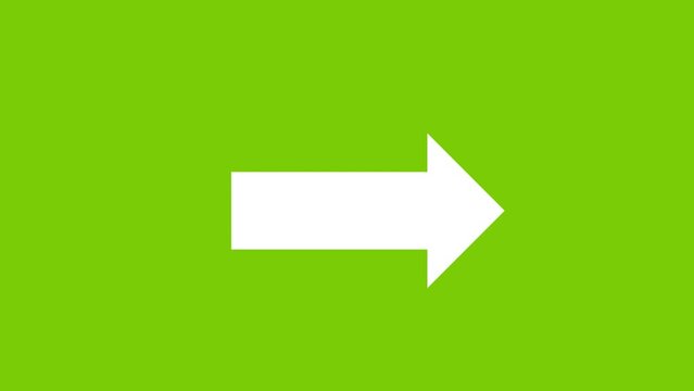 white  arrow pointing to side and moving on green screen background loop key remove highlight pointer alpha make transparent flat icon animation
