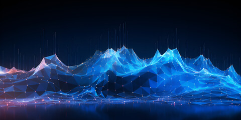 Fototapeta na wymiar 3D render of a modern background with a blue flowing particles wave design Generative AI