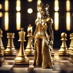 Chess model on the board The queen is unique and different from other chess pieces.generative AI