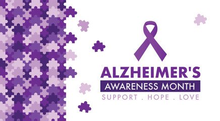 Month Ribbon, Dementia, Alzheimer's design for Social Media Campaigns and  Banner Graphic, Elder Care, Health Education Symbol, Solidarity Emblem