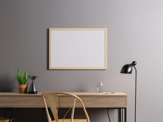 Frame mockup in living room interior background, modern Style, wood 3D render.