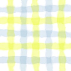 Yellow Blue Gingham Check Hand Drawn Background