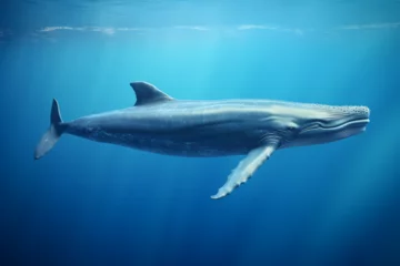 Fotobehang potrait of blue whale in sea © Cing