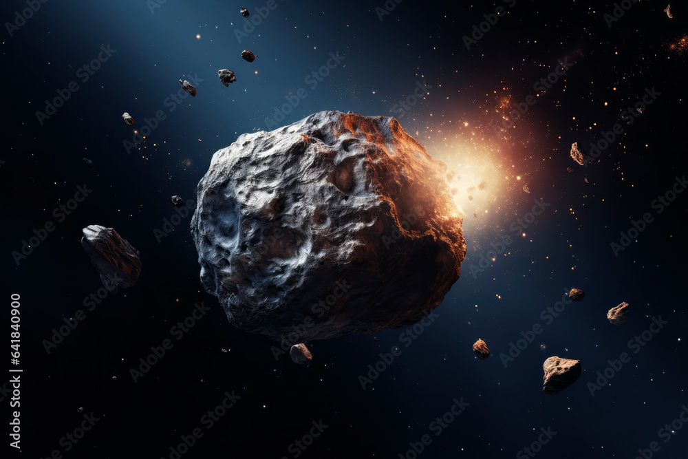 Wall mural asteroid in outer space. generative ai