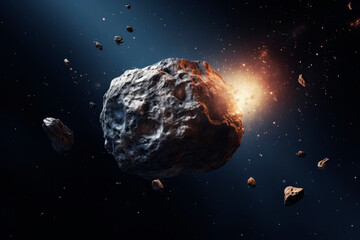 Asteroid in outer space. Generative AI