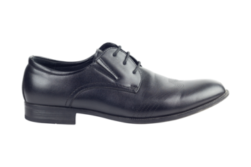 one black leather shoe isolated from the background