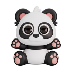 Cute Sitting Panda Isolated. Animals Cartoon Style Icon Concept. 3D Render Illustration