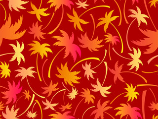 Palm trees silhouettes seamless pattern. Colorful gradient palm trees. Summer time, wallpaper with tropical pattern. Design for printing t-shirts, banners and promotional items. Vector illustration