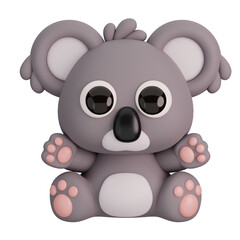 Cute Sitting Koala Isolated. Animals Cartoon Style Icon Concept. 3D Render Illustration