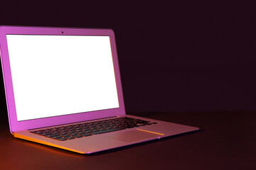 Modern laptop on black background