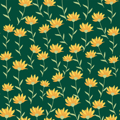 Garden rudbeckia flower seamless pattern. Beautiful yellow flower, symbol of the sun