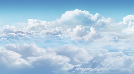  a blue sky with white clouds and a plane in the distance.  generative ai