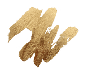 PNG Gold bronze glitter brushstroke painting blot smear design elements. Abstract glow shine stain on transparent background.