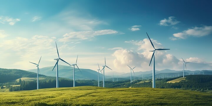 AI Generated. AI Generative. Wind mill eco power electric generator innovation alternative energy. Graphic Art