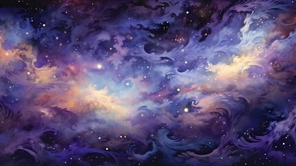 Fototapeta premium a painting of a purple and blue space filled with stars. generative ai