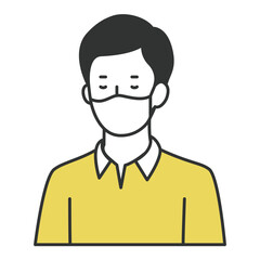 マスクをして眼を閉じる男性のイラスト