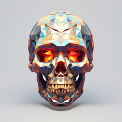 artistic 3d skull illustration in low poly, staring hollow eyes 4