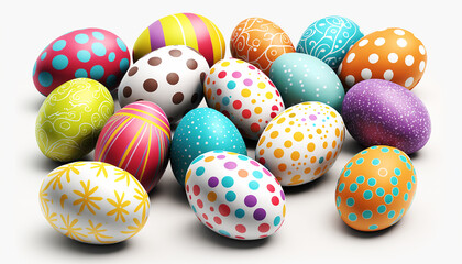 Obraz premium Easter eggs isolate on white background. Generative AI,