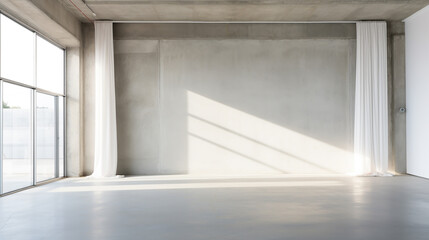Obraz premium empty room with window and white drapery open space podium made with generative AI