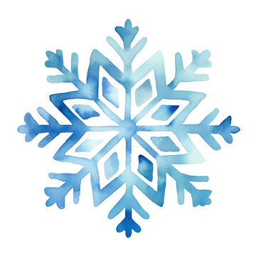 Snowflake watercolour illustration. clipart for design. elements. isolated on transparent background. Generative ai.