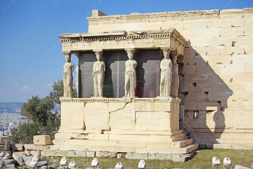 Wall mural The acropolis hill. Caryatids