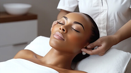 african american beautician doing beauty treatment.generative ai